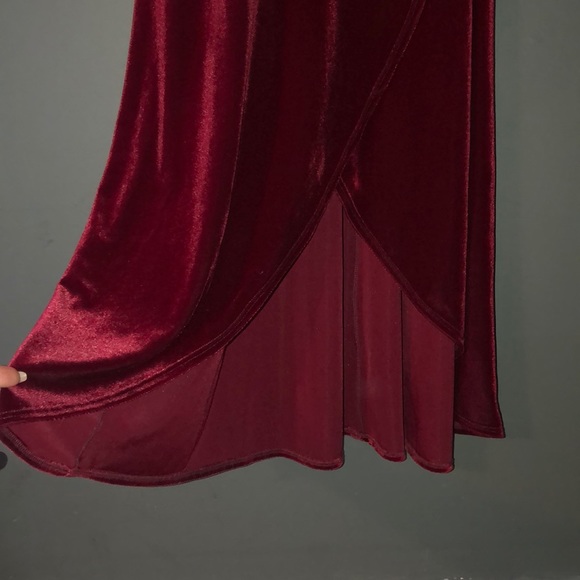 Sold: Red velvet wrap dress - Picture 4 of 5